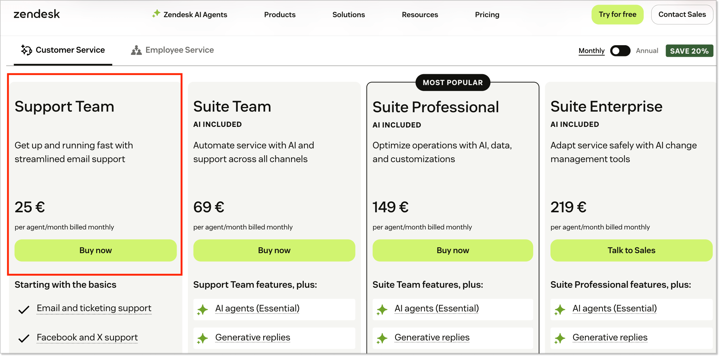 Zendesk support team plan