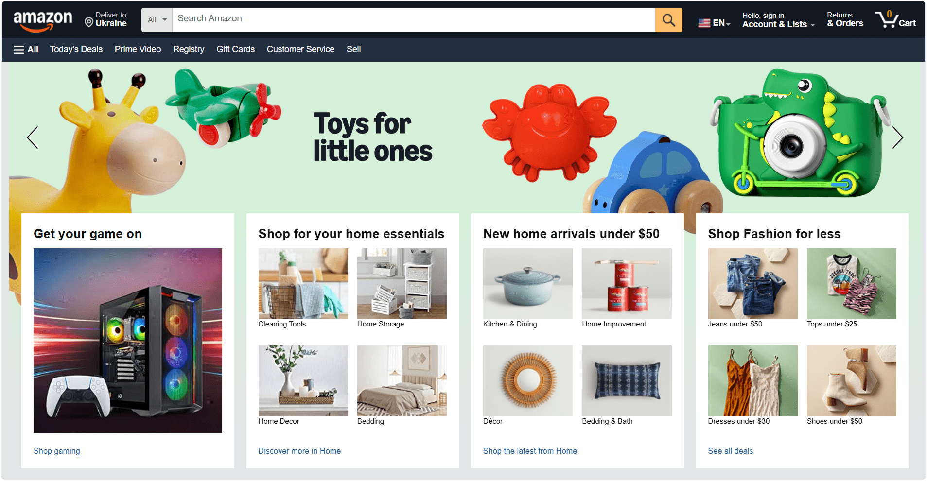 amazon home page