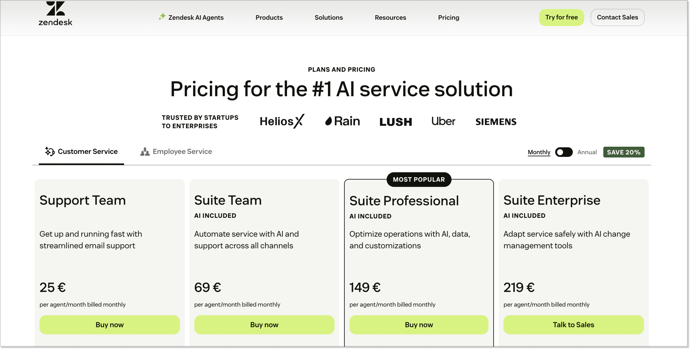 Zendesk's pricing