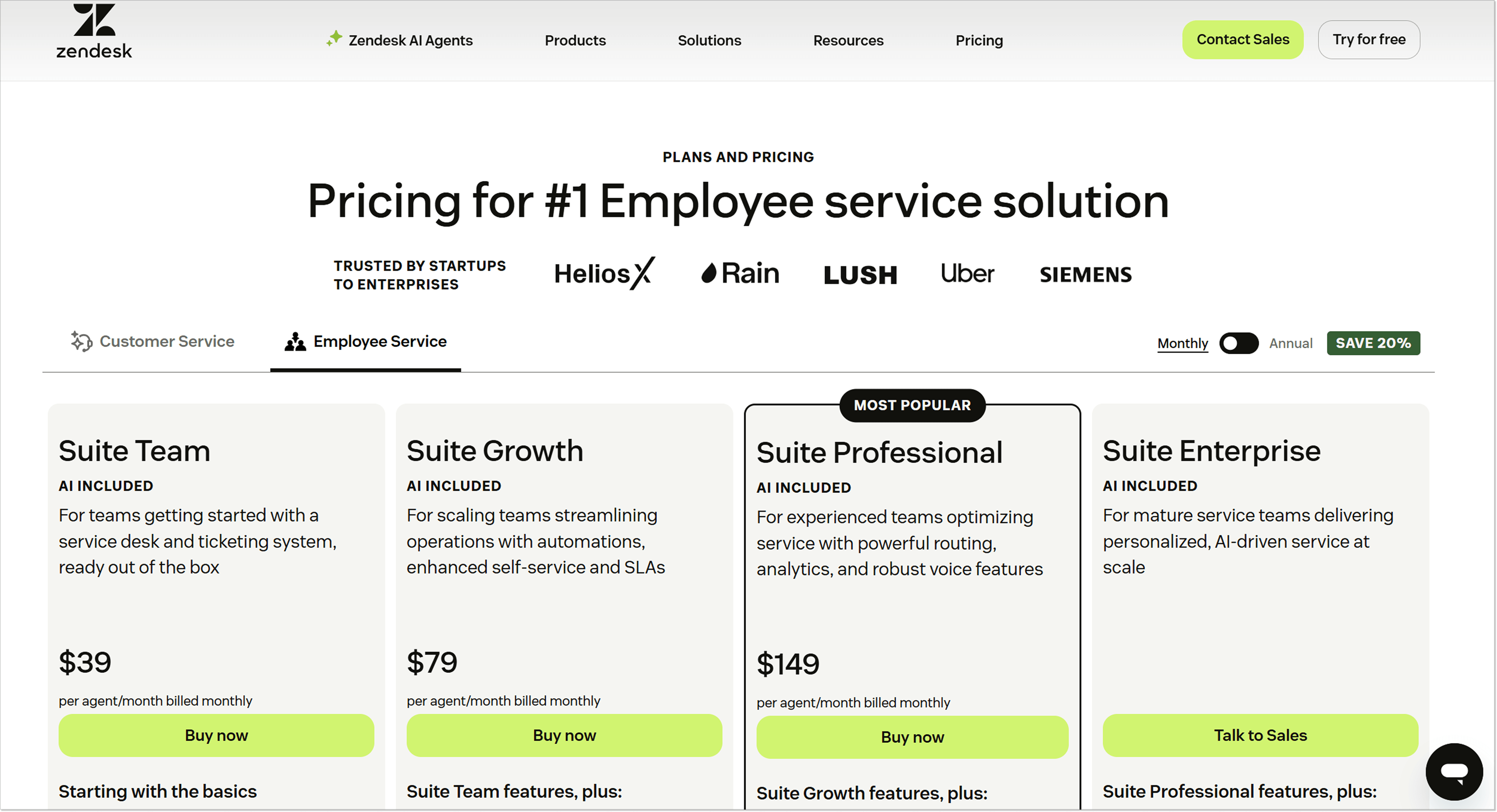 Тарифні плани Zendesk для команди