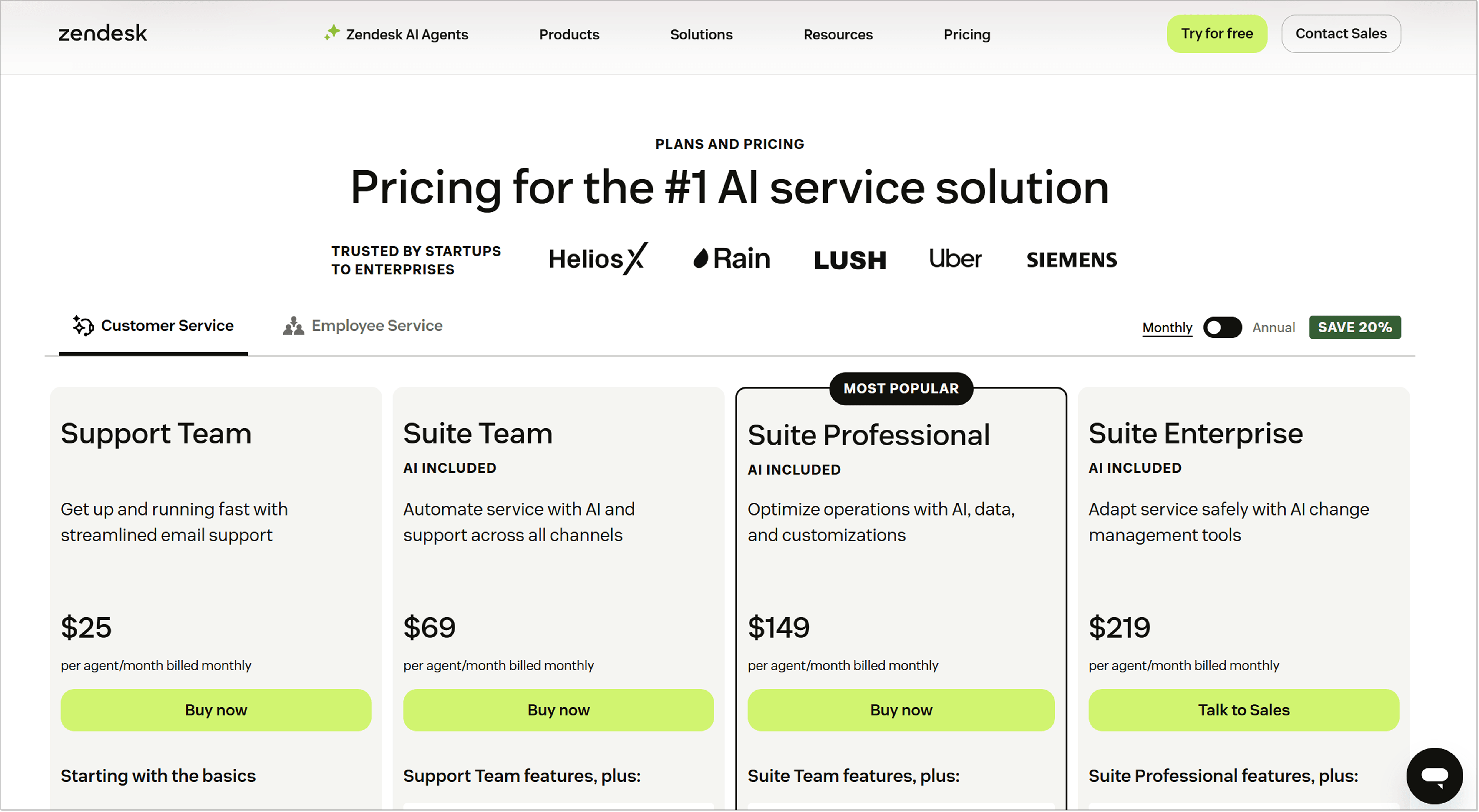 Тарифні плани Zendesk для клієнтського сервісу