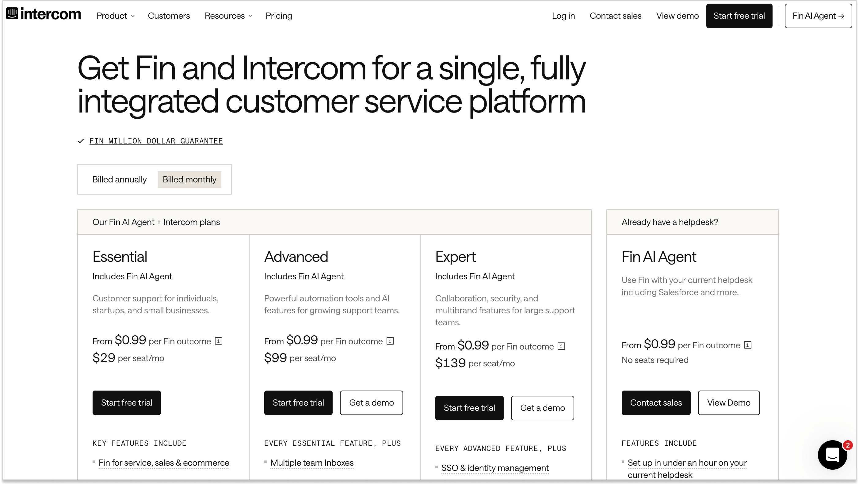 Intercom pricing