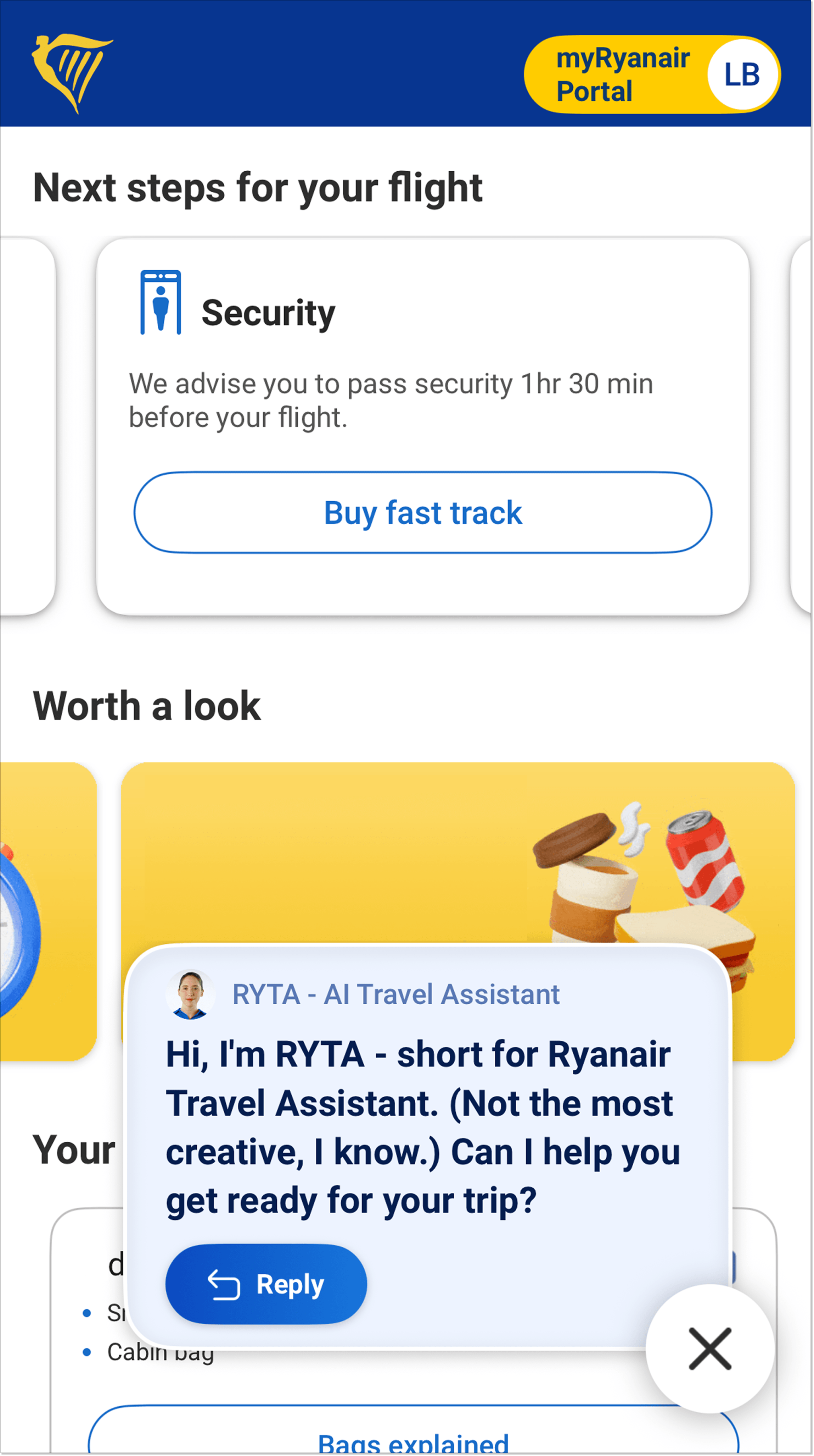 Ryanair greeting message example