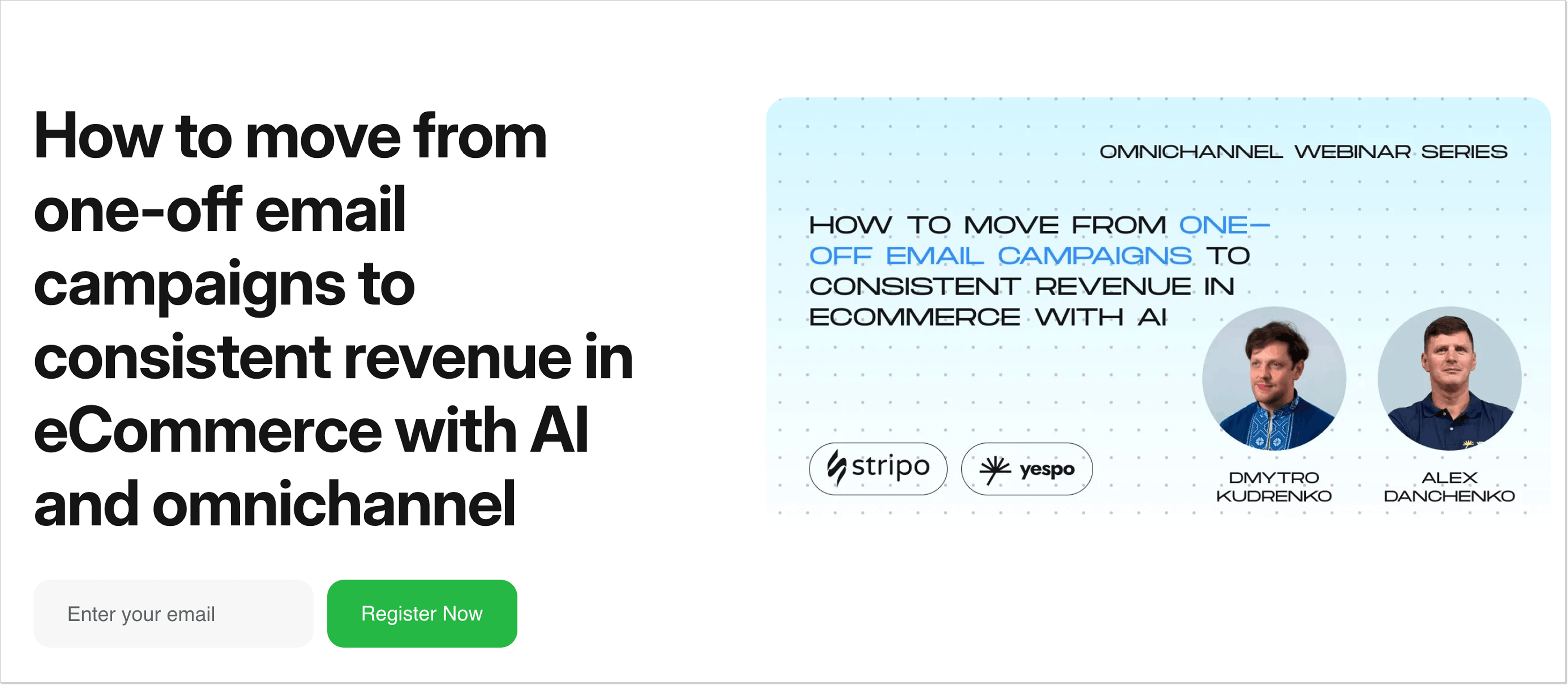 Webinar registration landing page with a brief form