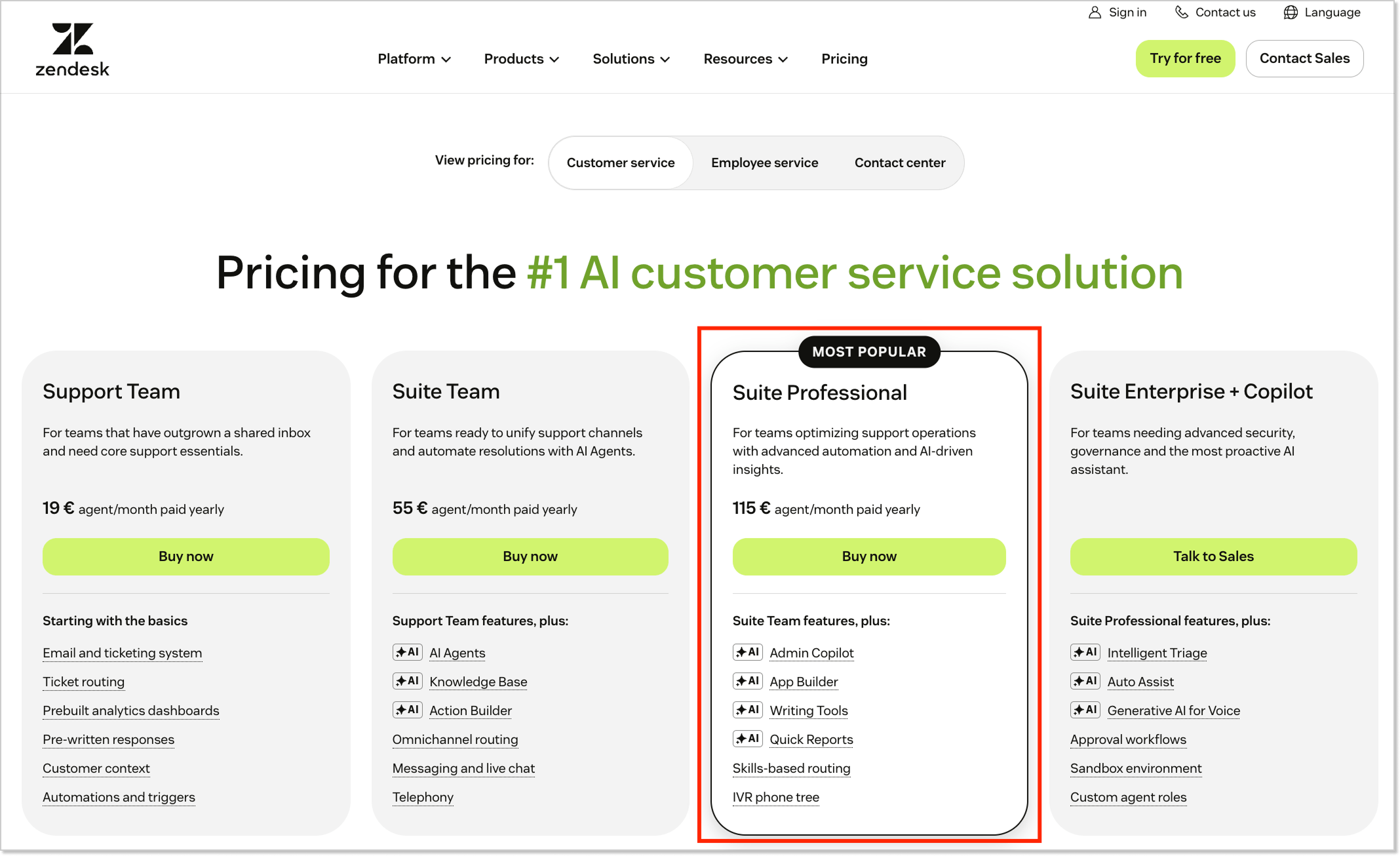 Zendesk suite professional