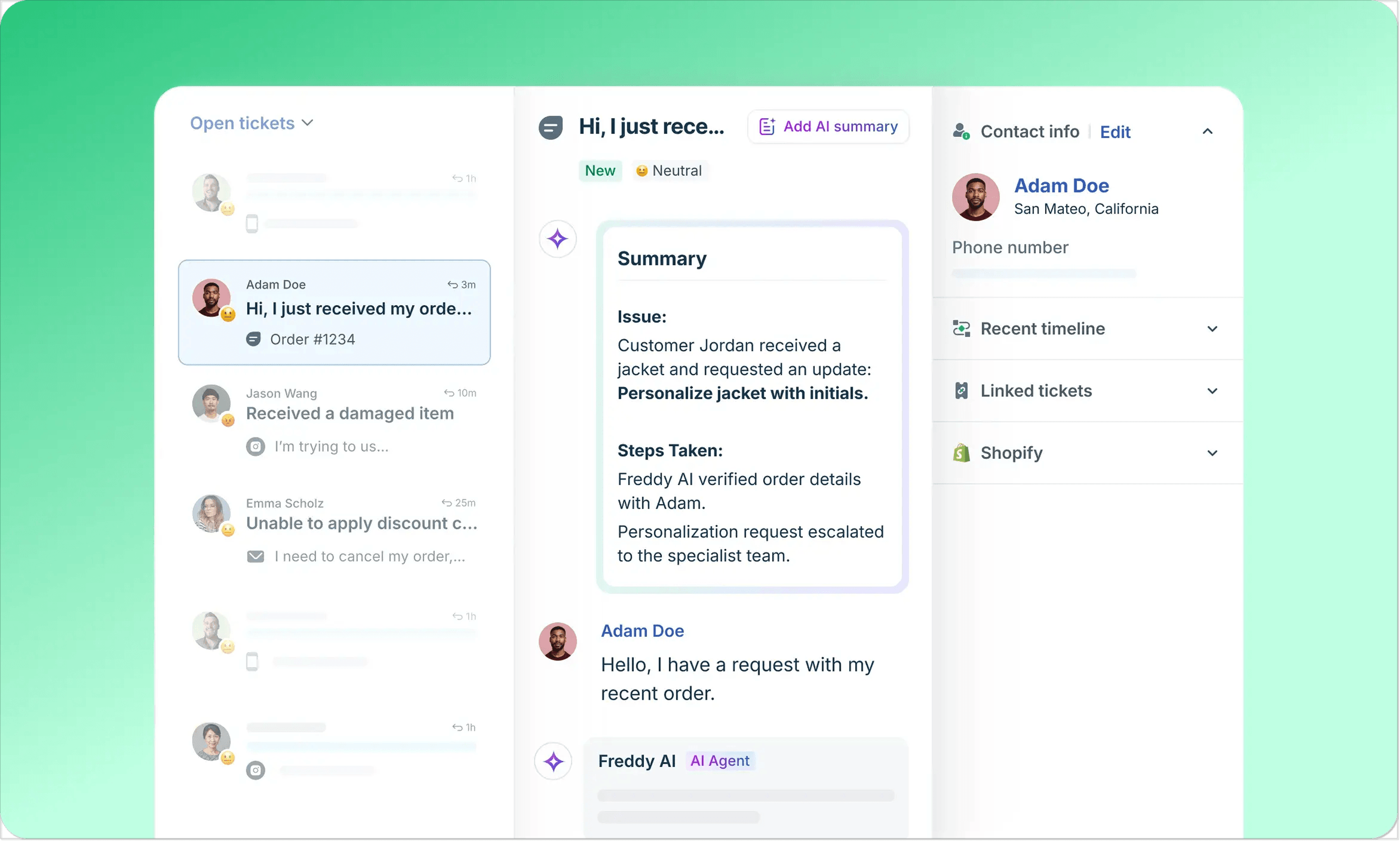 Freshdesk help desk interface