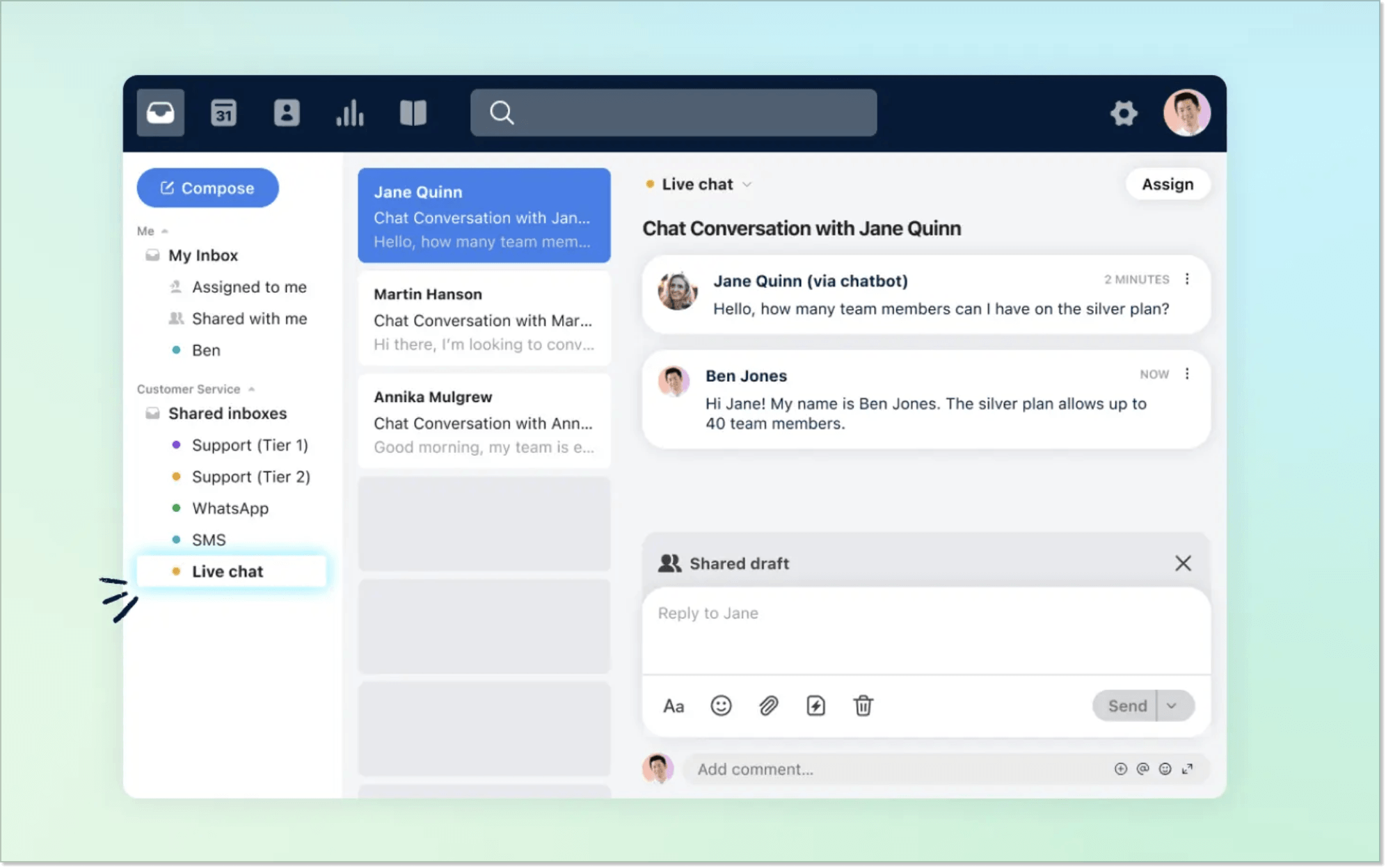 Front help desk interface