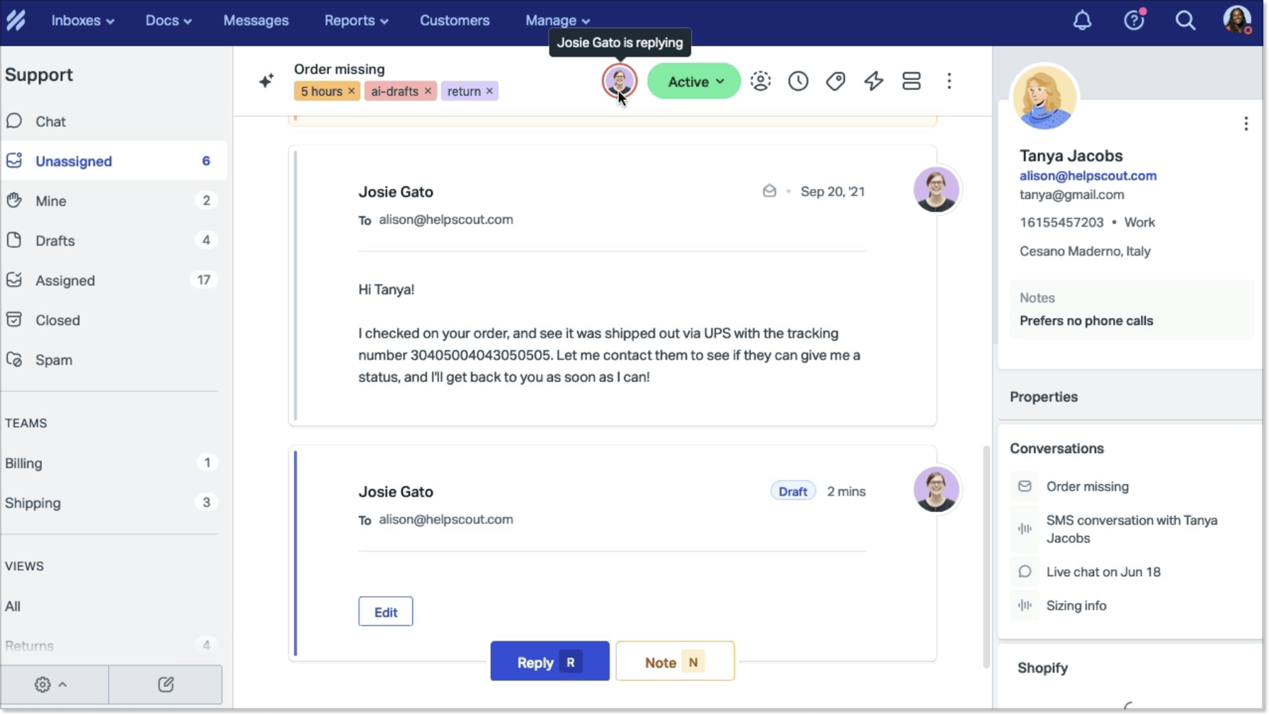 Help Scout help desk interface
