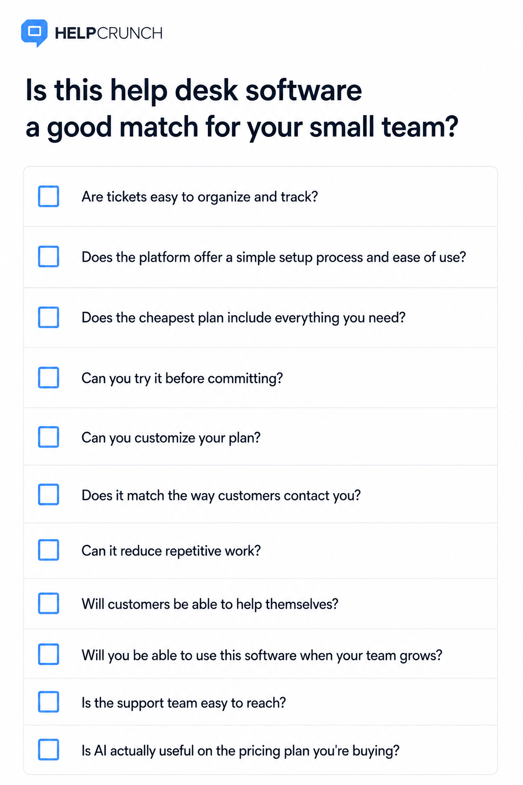 Helpdesk software checklist