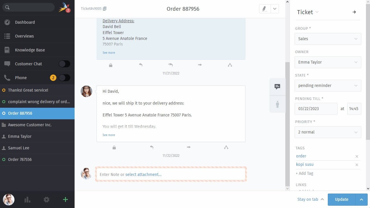 Zammad helpdesk software