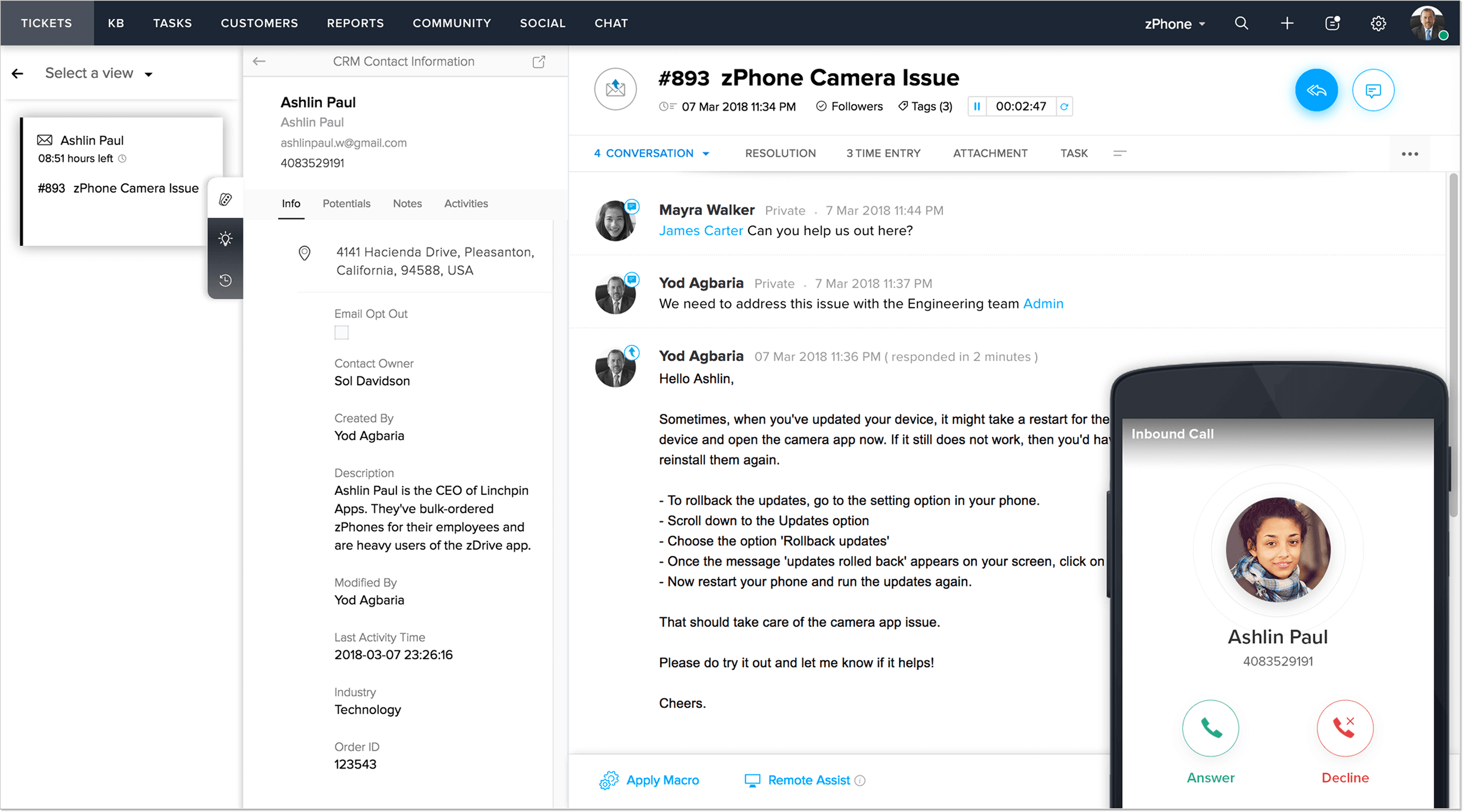 Zoho Desk help desk