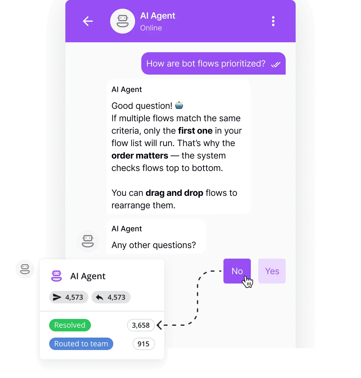 AI Chatbot in widget by HelpCrunch