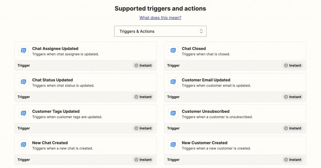 Zapier actions and triggers