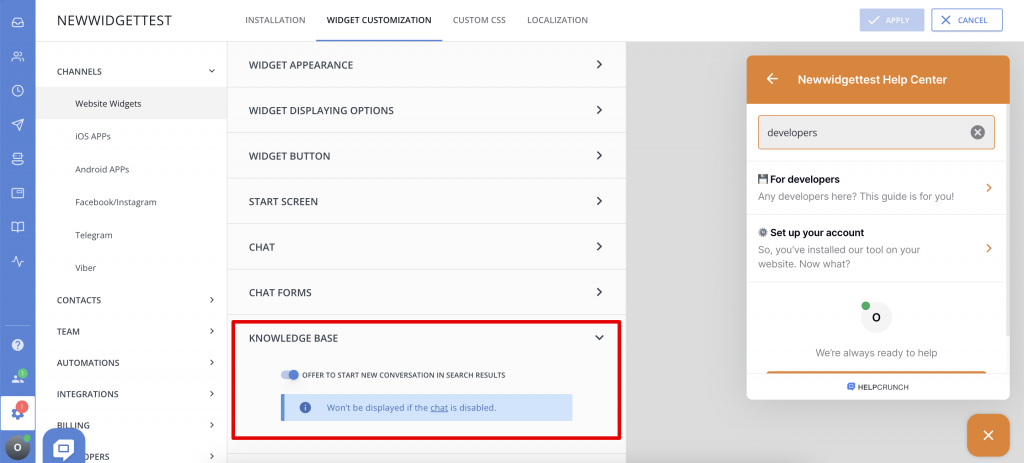 Knowledge base field