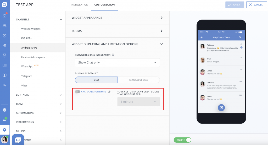 HelpCrunch app_new feature
