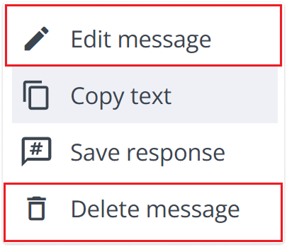 edit and delete message options