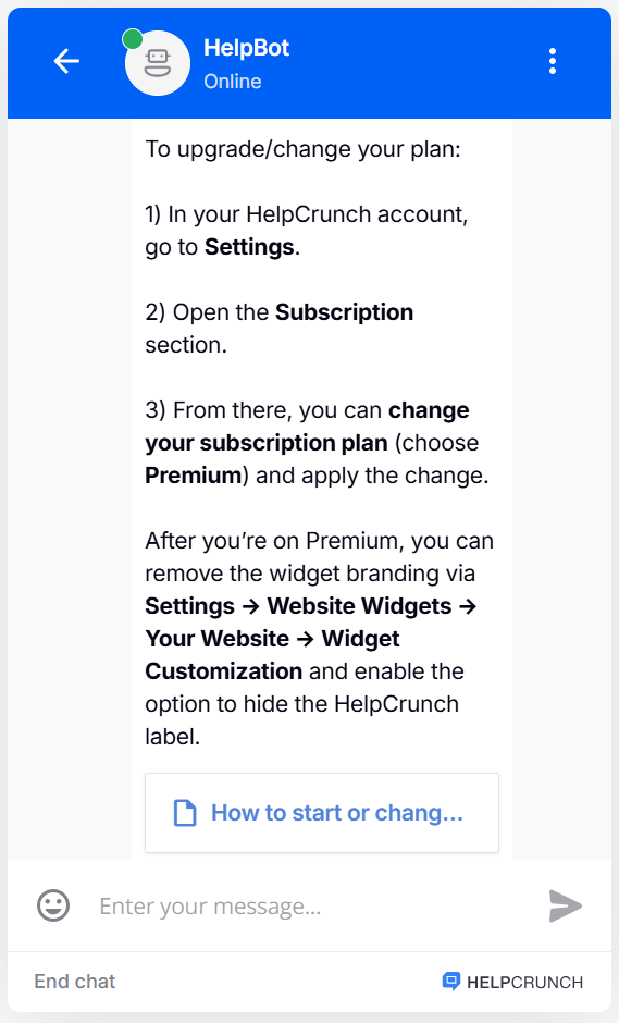 HelpCrunch AI Agent uses two data sources