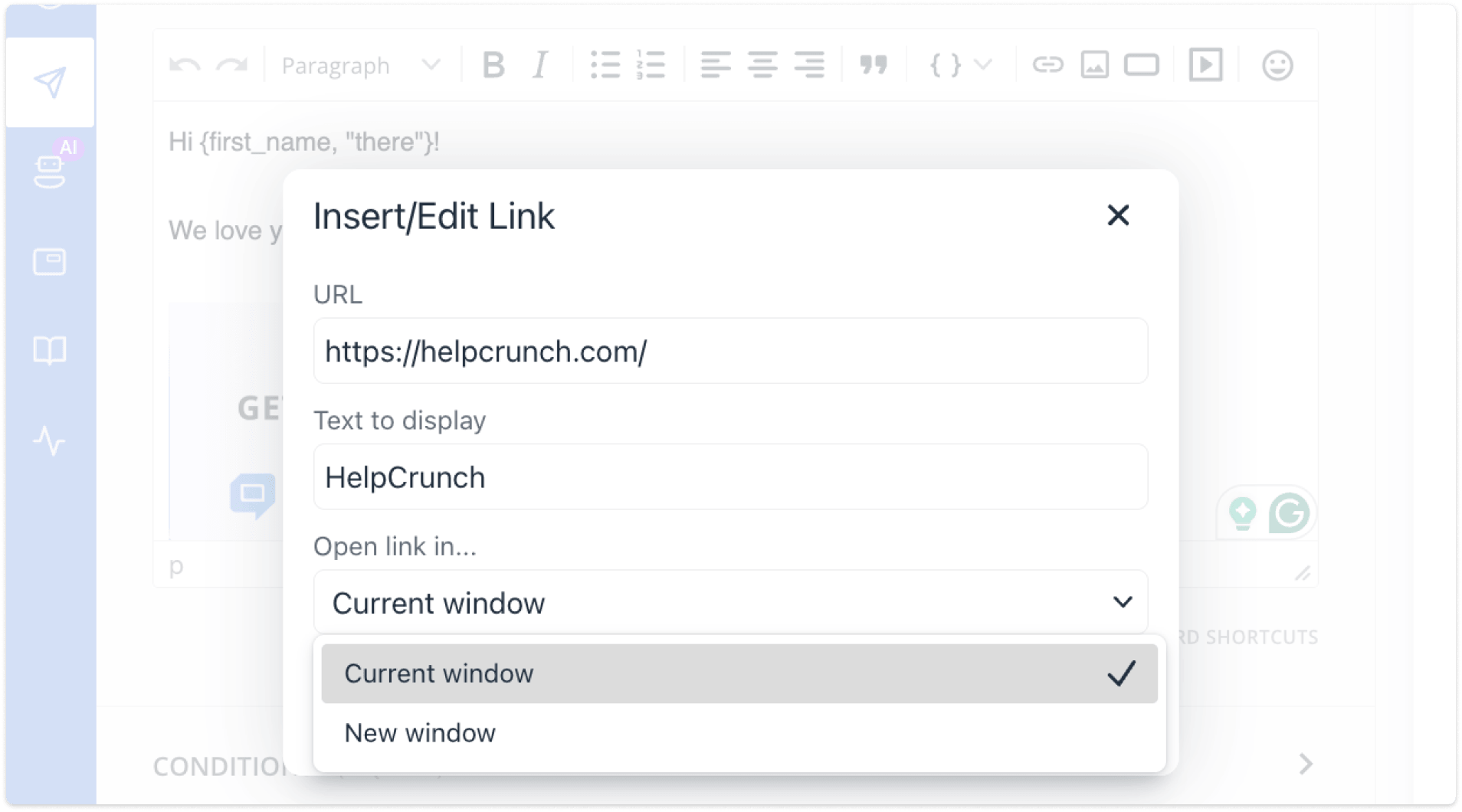 open link settings for URLs in chat AM/MM