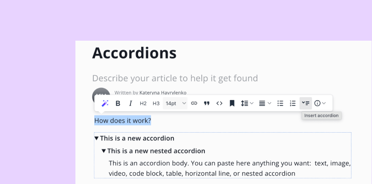 Accordions, snippet callouts, and auto-logout for Knowledge base
